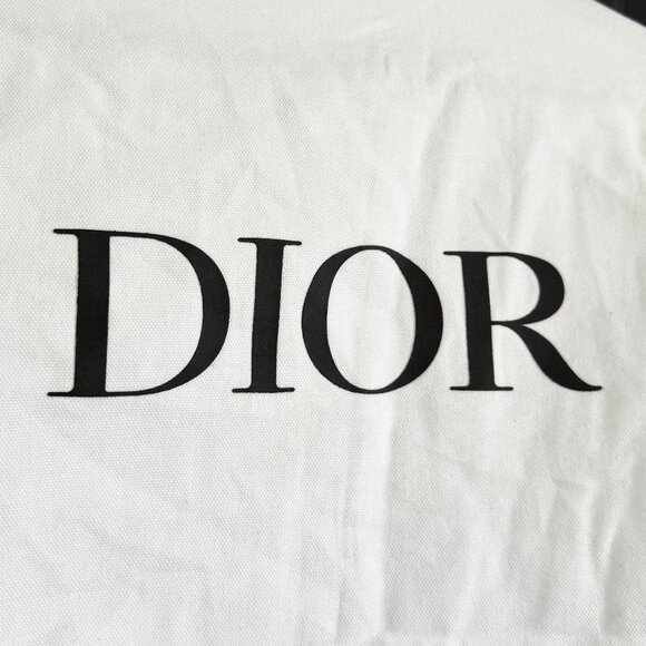 DIOR | Authentic Dior Thick Cotton Garment Bag w/Handles, Black Logo & Zipper - Picture 6 of 6